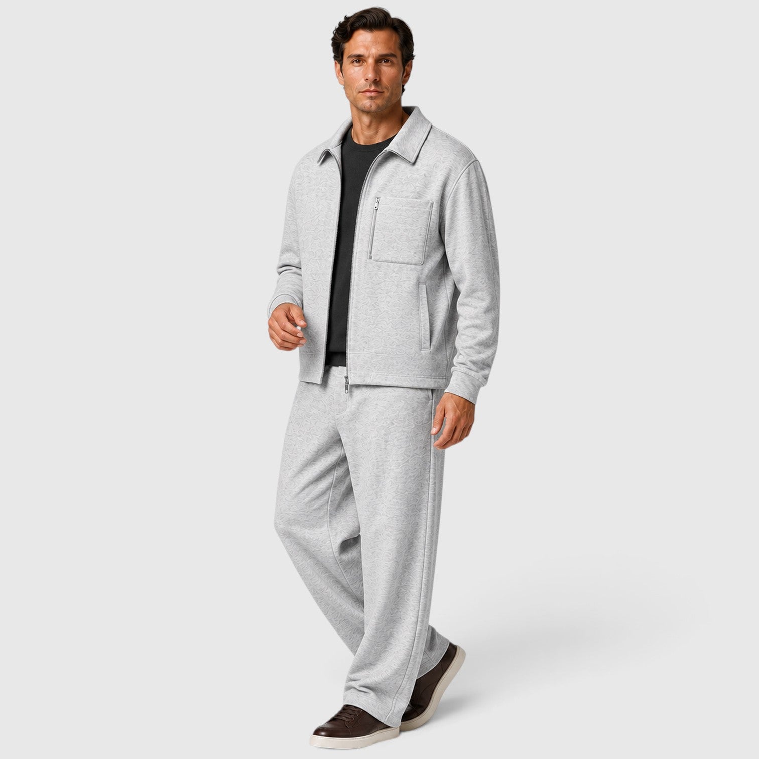 Monvaline | Men’s Zip Jacket & Trousers Two-Piece Set