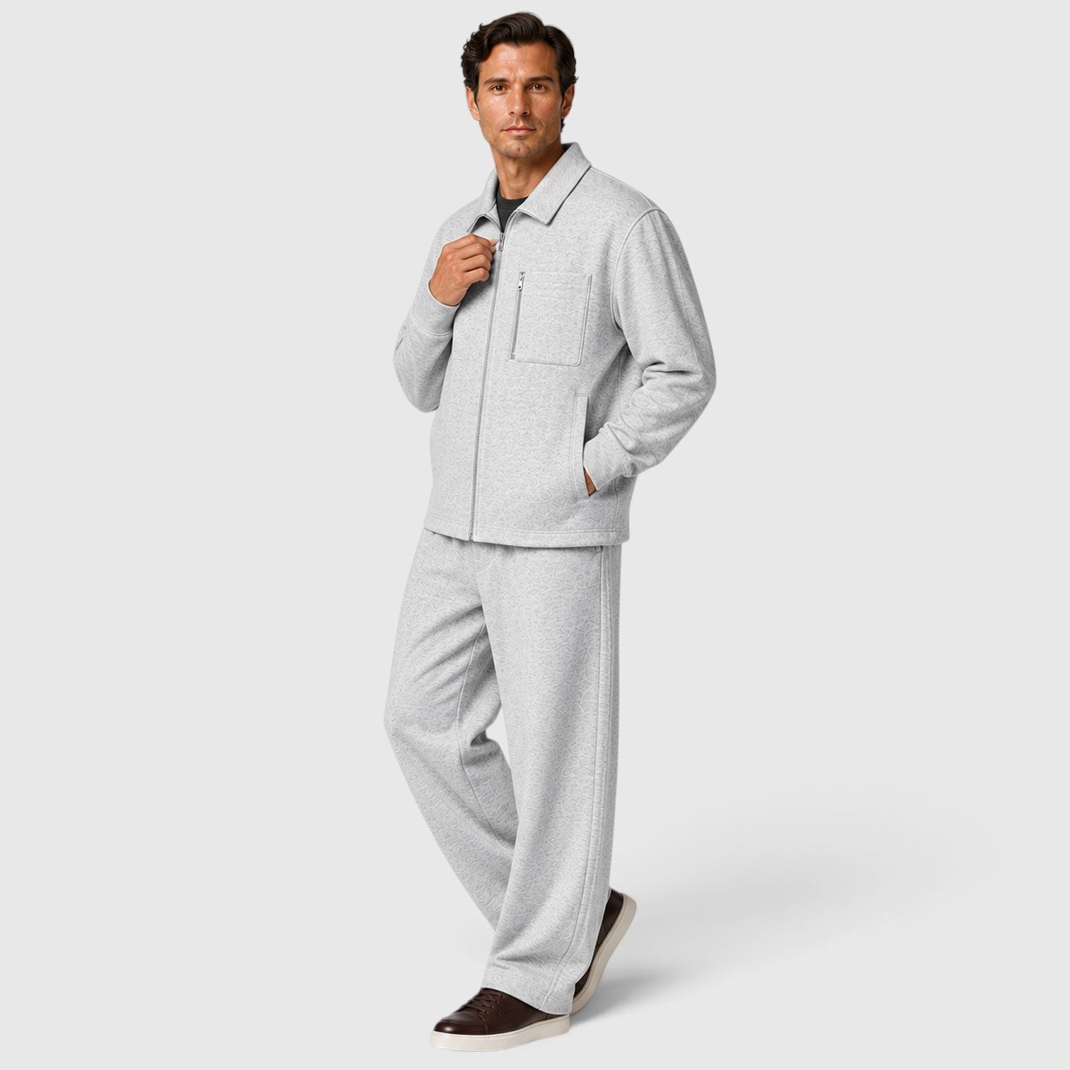 Monvaline | Men’s Zip Jacket & Trousers Two-Piece Set