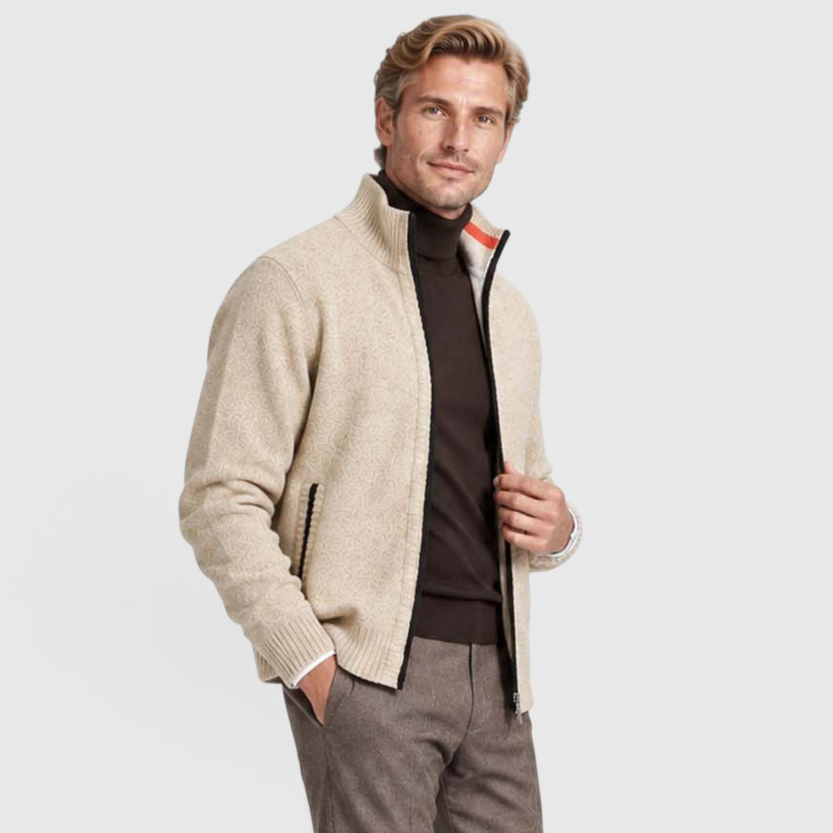 Monvaline | Men’s Zip-Up Cardigan with Collar for Smart Casual Outfits