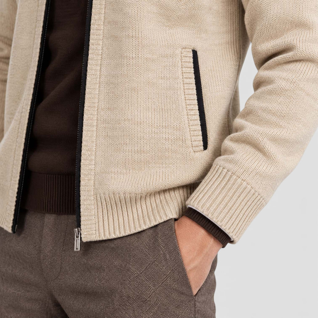 Monvaline | Men’s Zip-Up Cardigan with Collar for Smart Casual Outfits