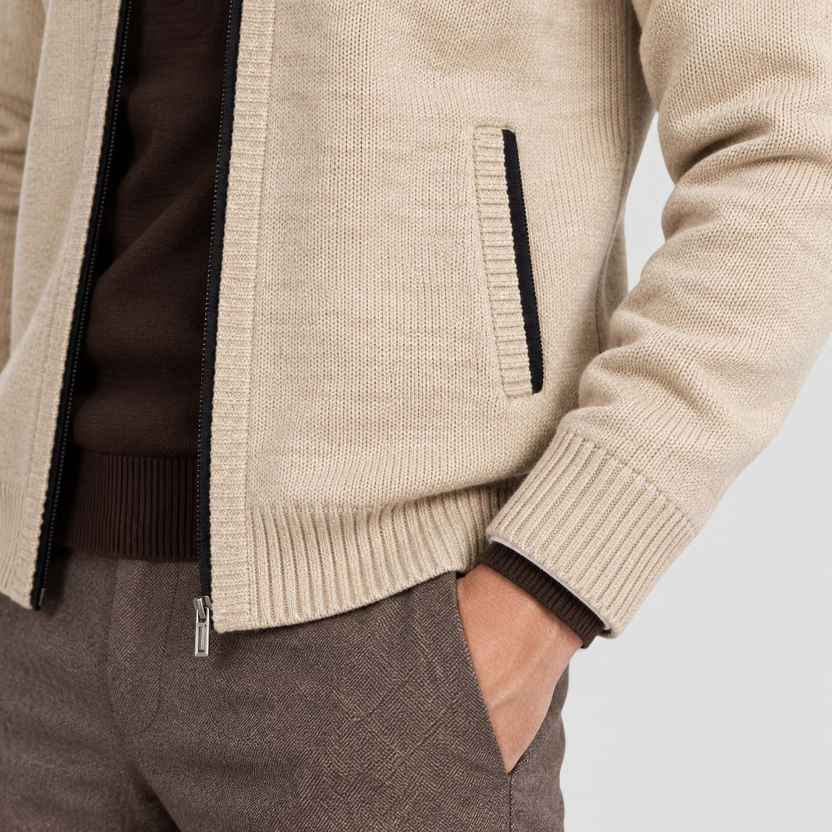 Monvaline | Men’s Zip-Up Cardigan with Collar for Smart Casual Outfits