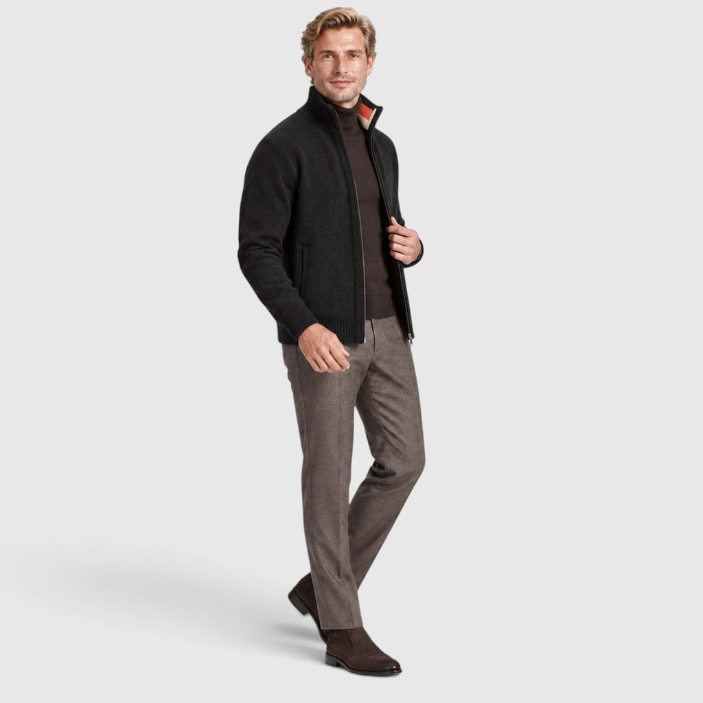 Monvaline | Men’s Zip-Up Cardigan with Collar for Smart Casual Outfits