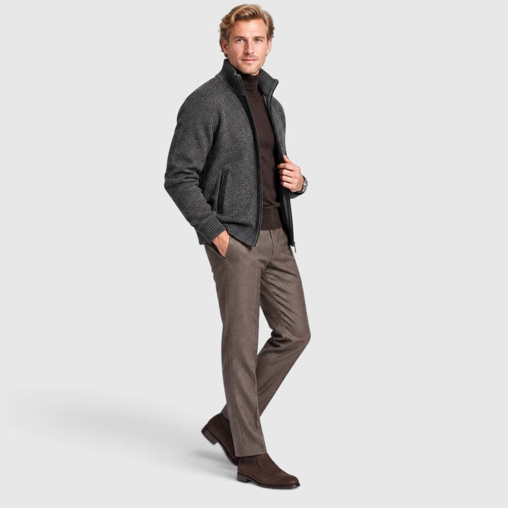 Monvaline | Men’s Zip-Up Cardigan with Collar for Smart Casual Outfits