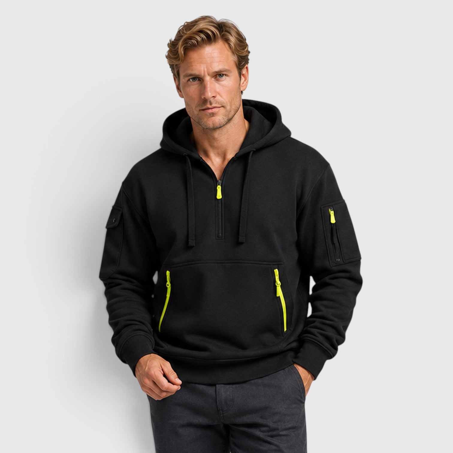 Monvaline | Men’s Zip Up Hoodie with Pockets for Everyday Casual Wear