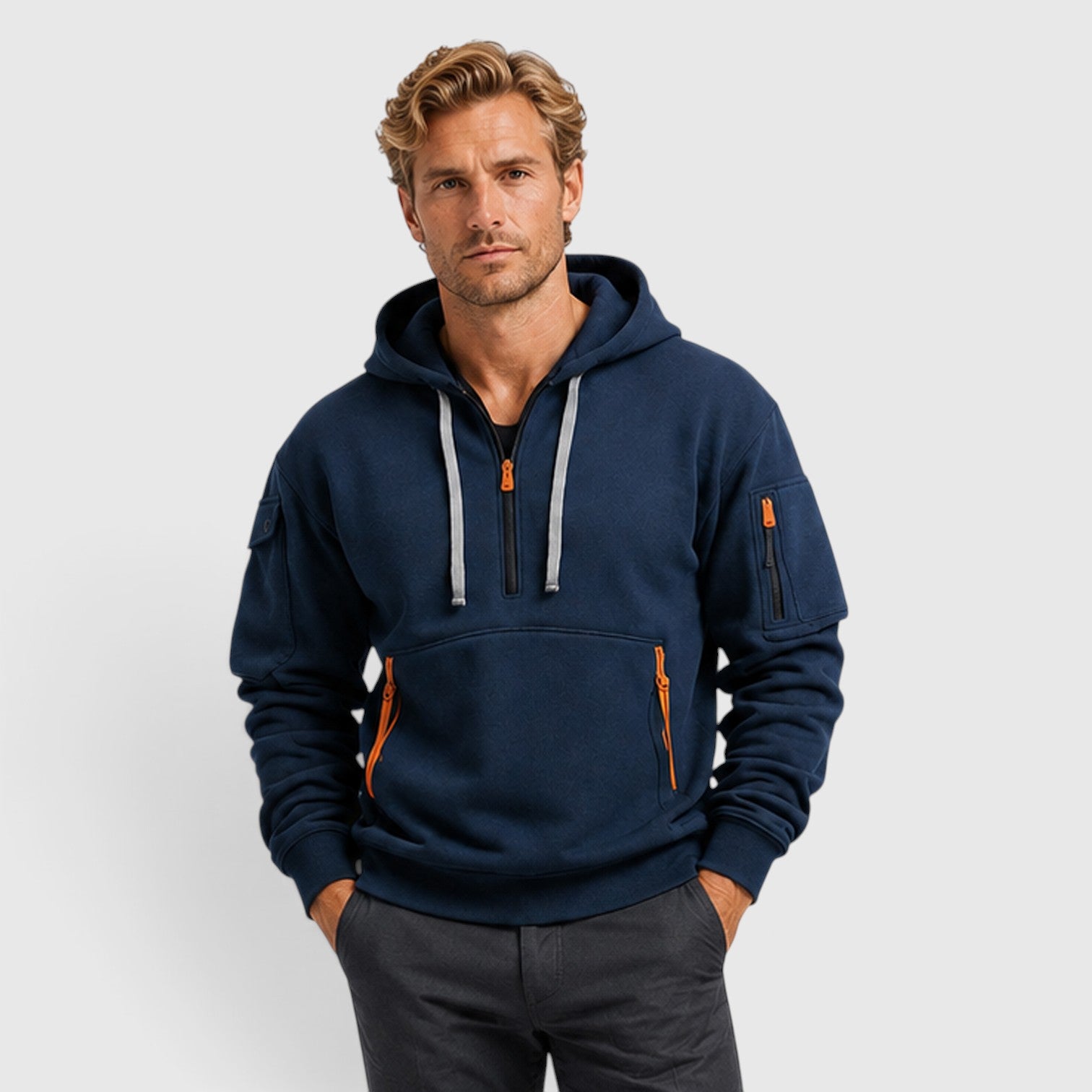 Monvaline | Men’s Zip Up Hoodie with Pockets for Everyday Casual Wear