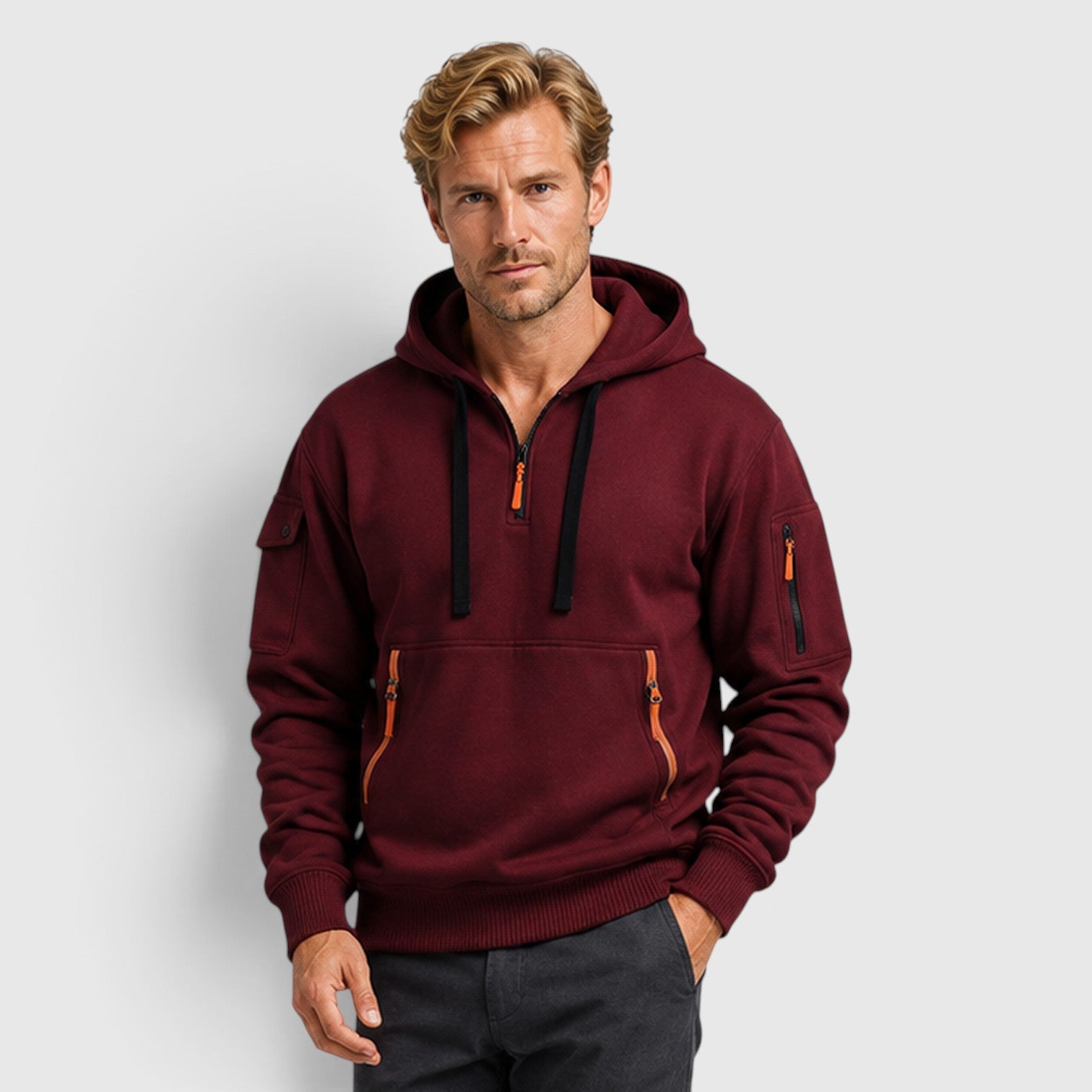 Monvaline | Men’s Zip Up Hoodie with Pockets for Everyday Casual Wear