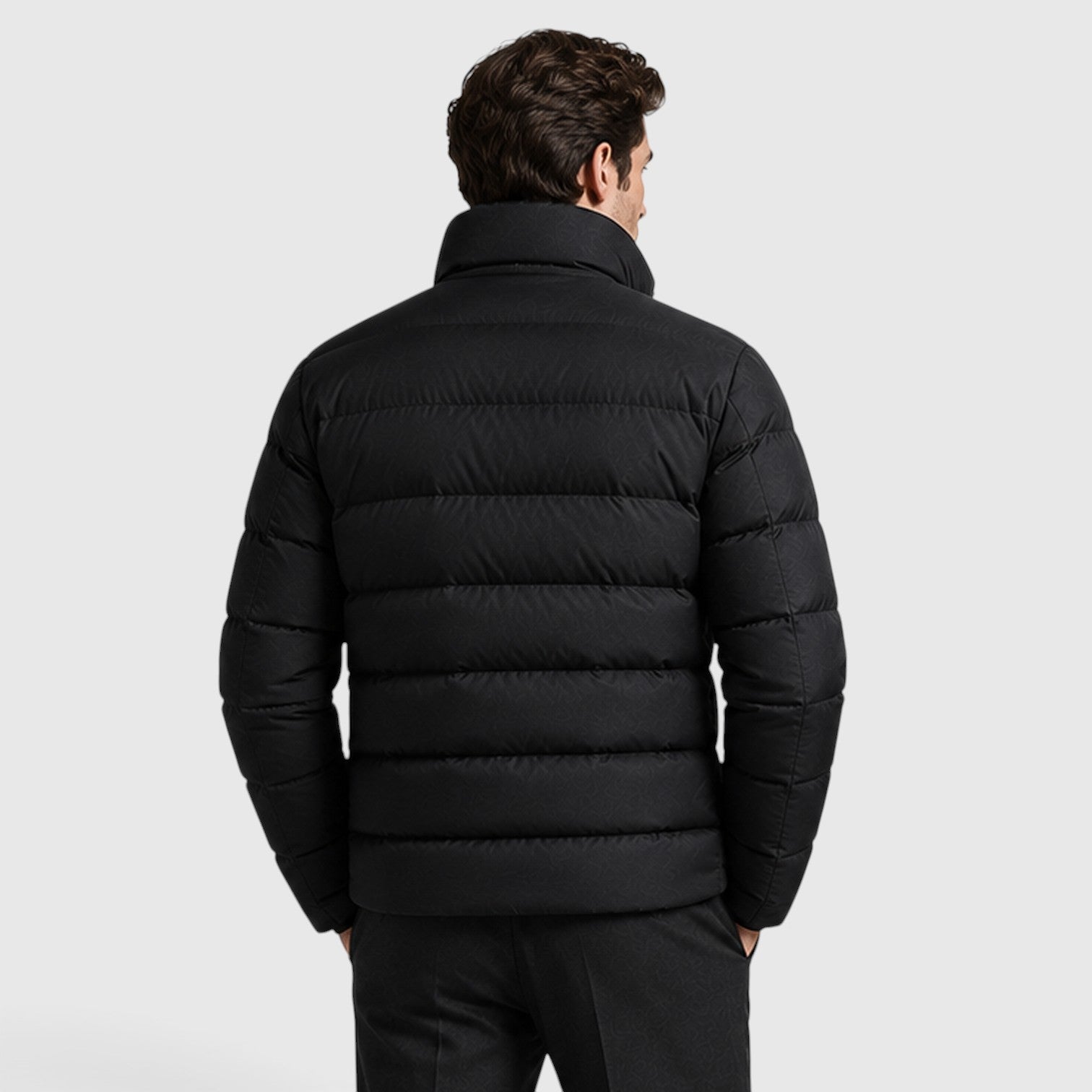 Monvaline | Men's Black Cotton Puffer Jacket – Classic Slim Fit
