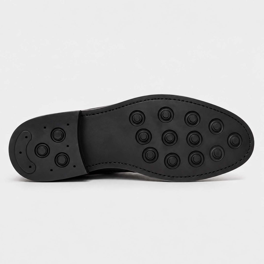 Monvaline | Men's Black Matte Leather Cap Toe Lace-Up Boots
