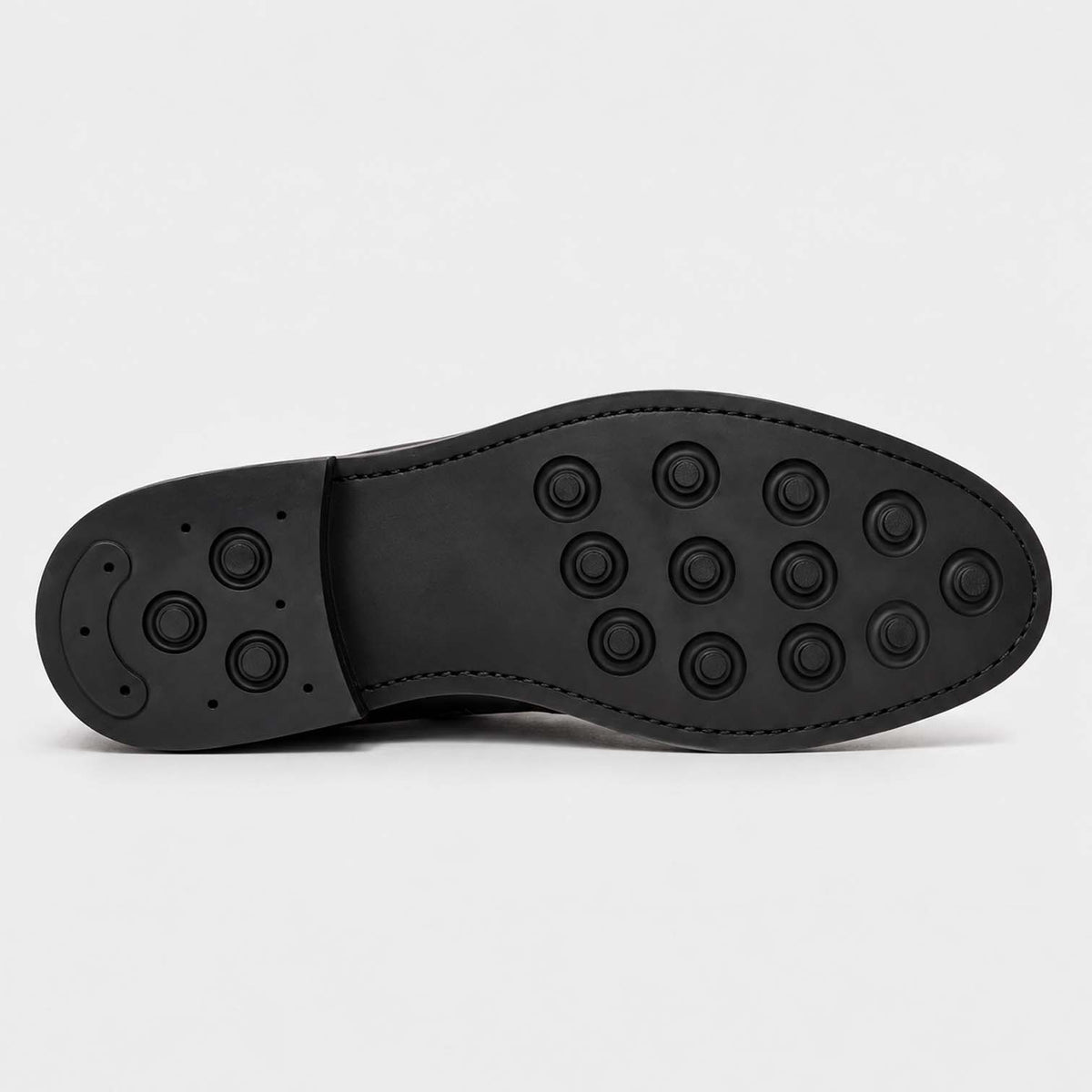 Monvaline | Men's Black Matte Leather Cap Toe Lace-Up Boots