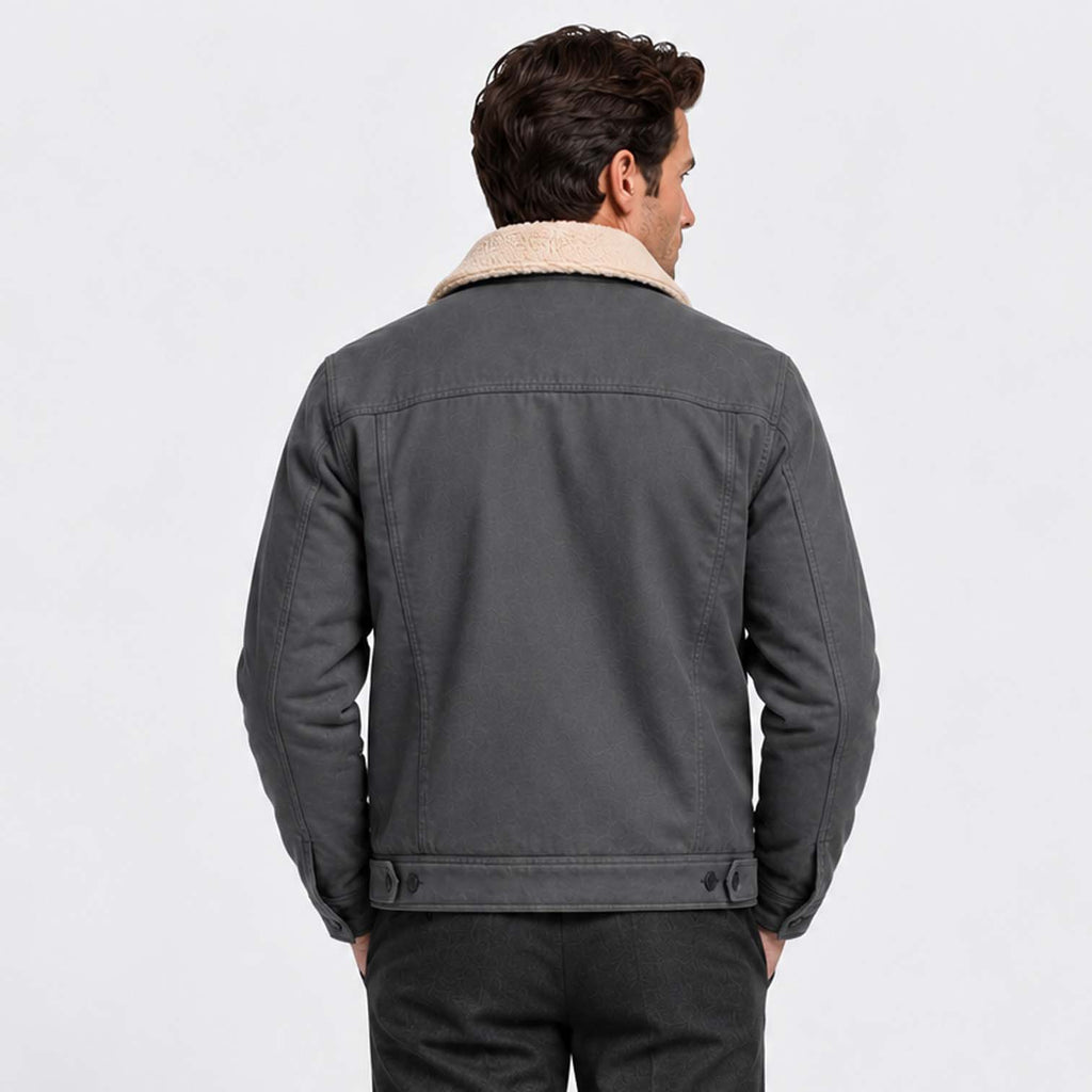 Monvaline | Men's Borg Collar Jacket – Warm Lined Casual Jacket