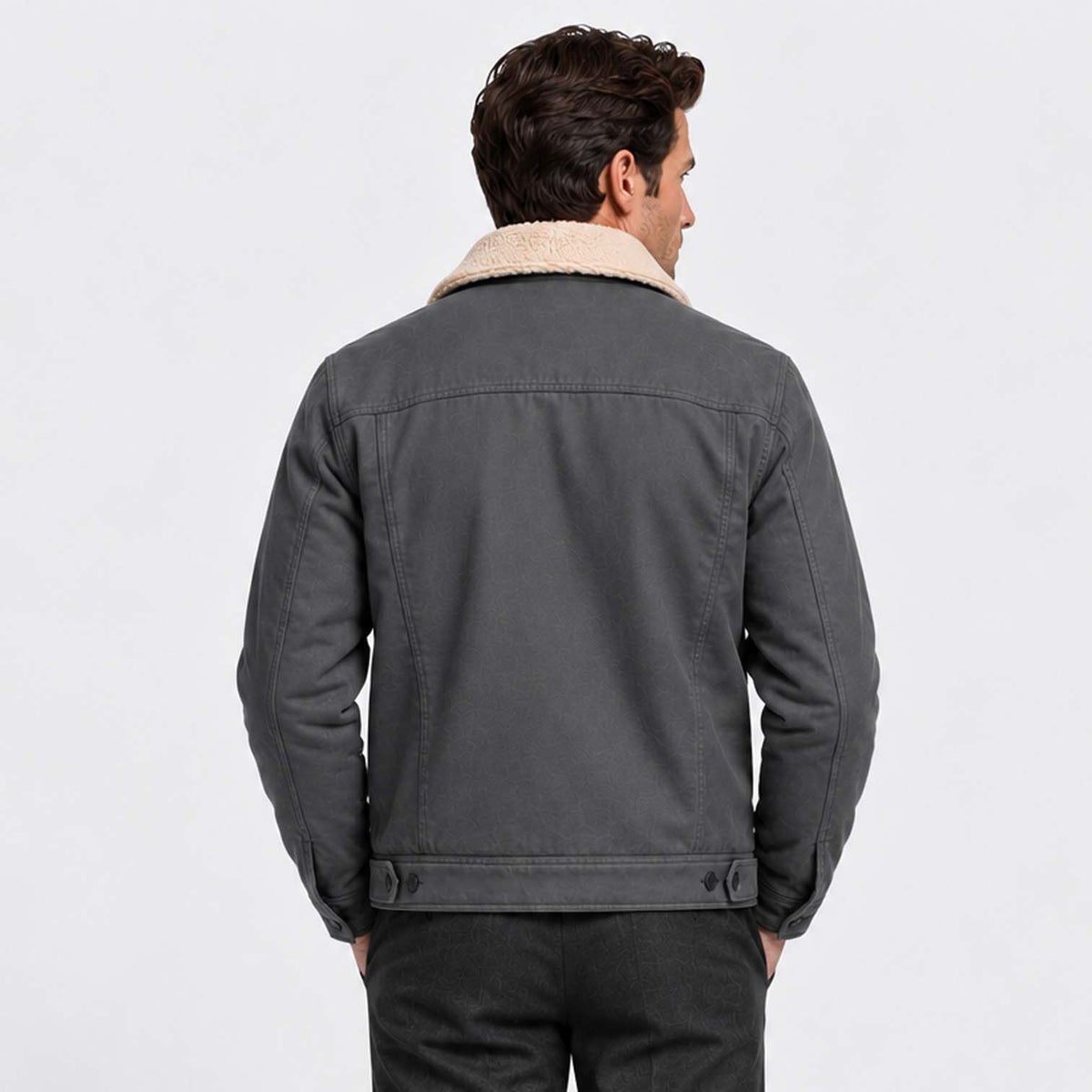 Monvaline | Men's Borg Collar Jacket – Warm Lined Casual Jacket