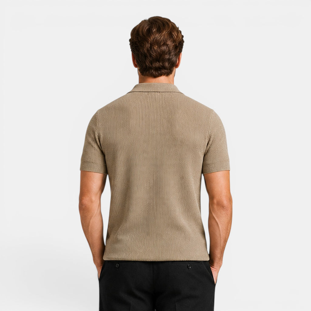 Monvaline | Men's Breathable Lyocell Knit Polo Shirt for Business Casual