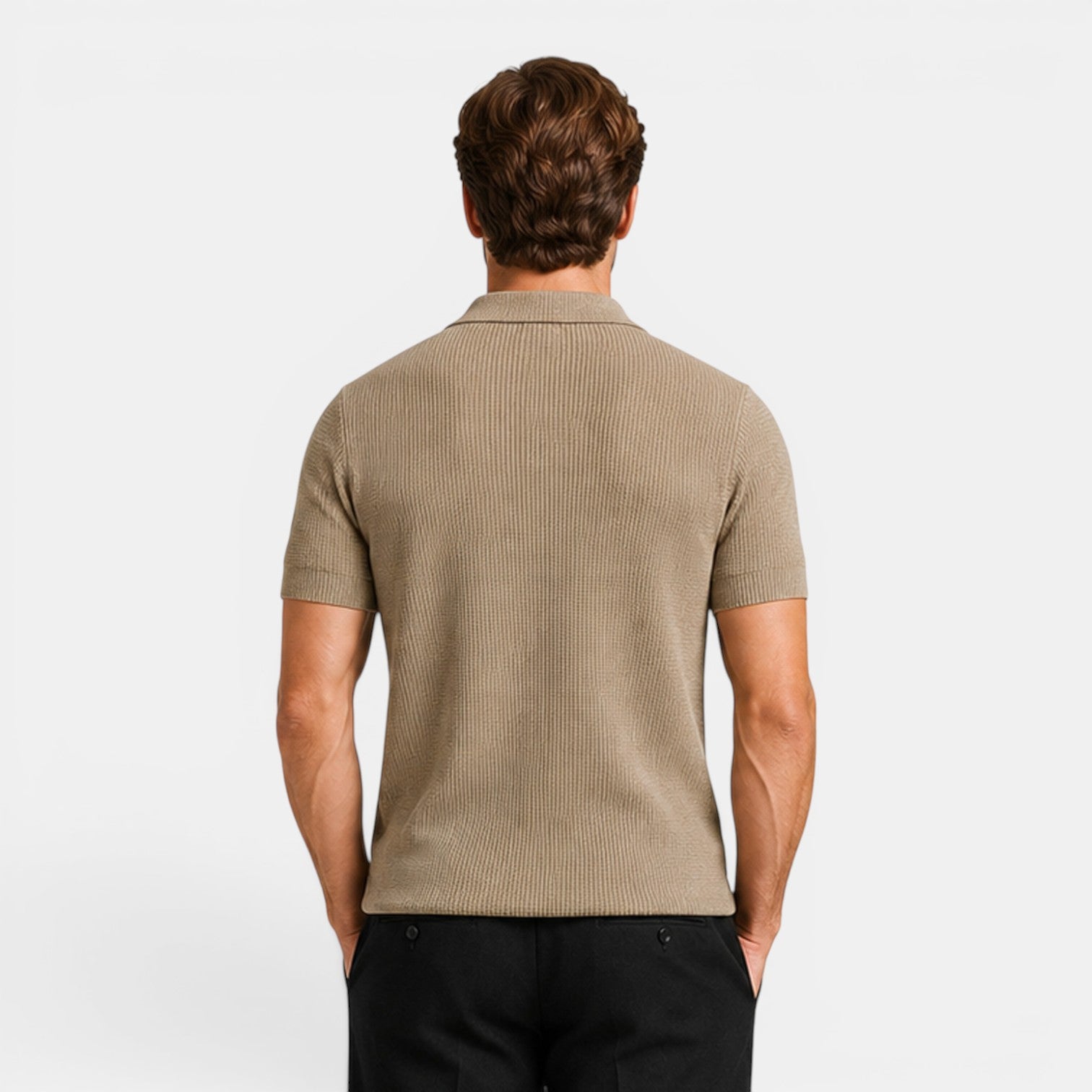 Monvaline | Men's Breathable Lyocell Knit Polo Shirt for Business Casual