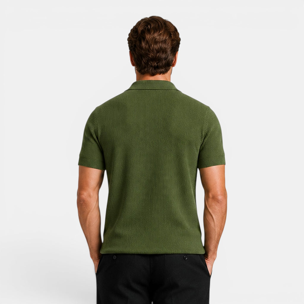 Monvaline | Men's Breathable Lyocell Knit Polo Shirt for Business Casual