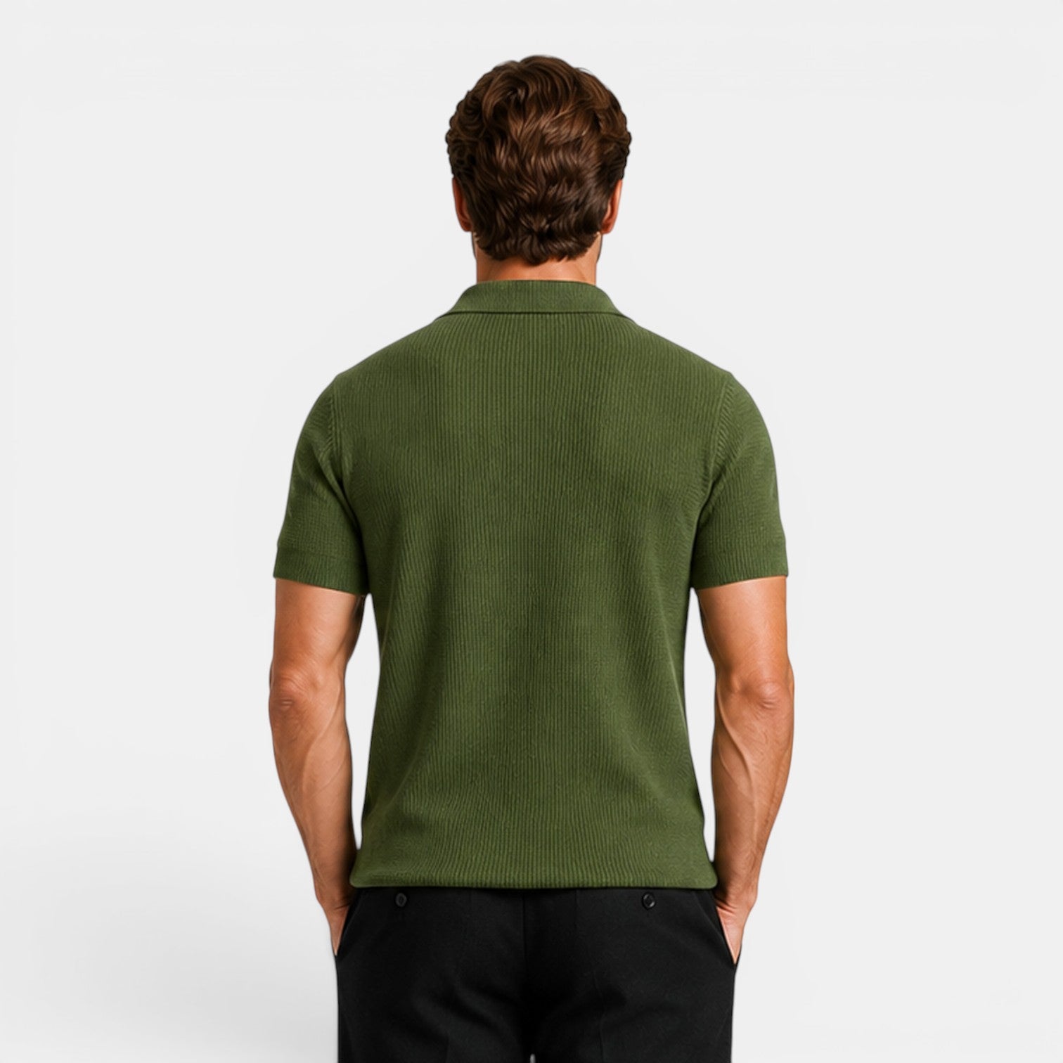 Monvaline | Men's Breathable Lyocell Knit Polo Shirt for Business Casual