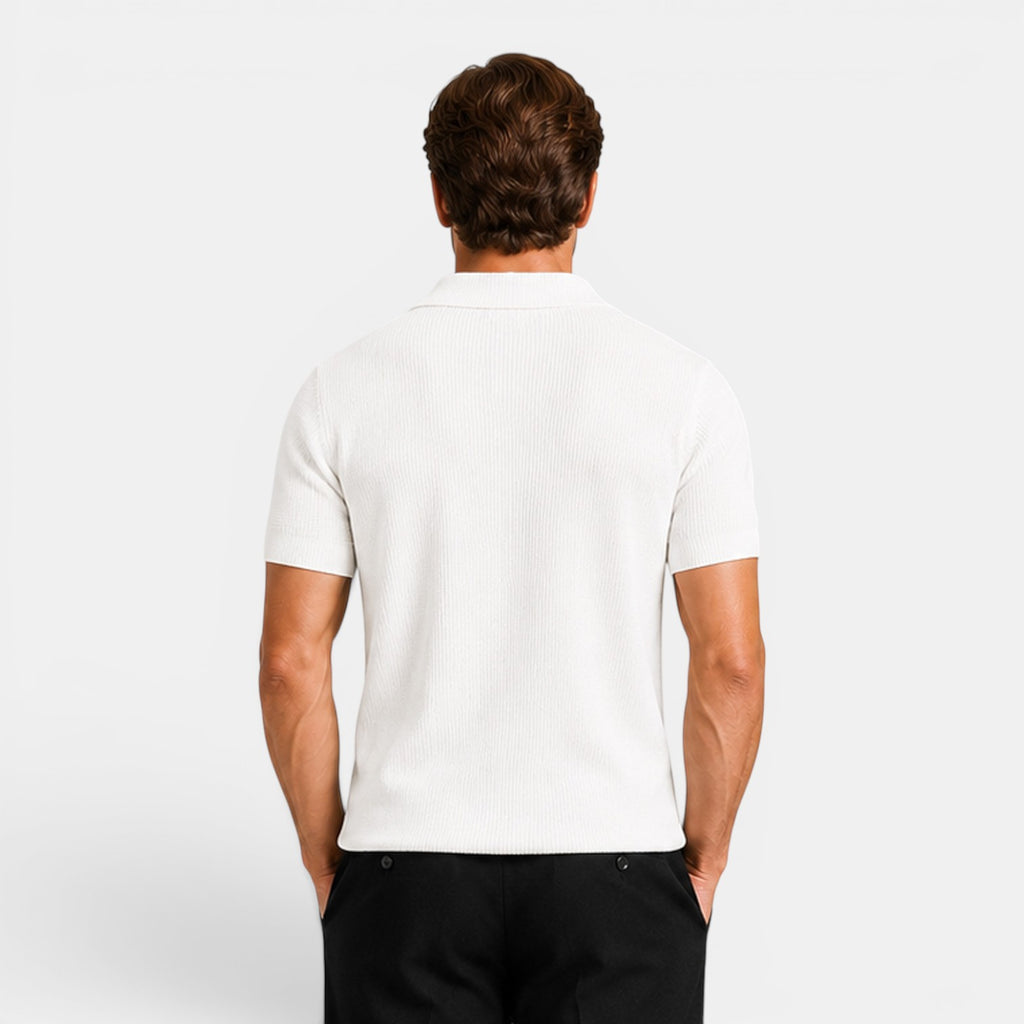Monvaline | Men's Breathable Lyocell Knit Polo Shirt for Business Casual