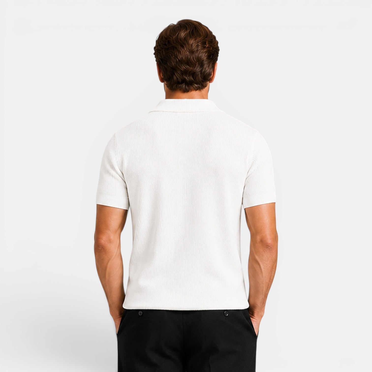 Monvaline | Men's Breathable Lyocell Knit Polo Shirt for Business Casual