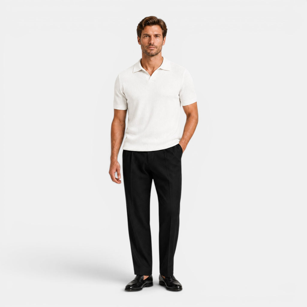 Monvaline | Men's Breathable Lyocell Knit Polo Shirt for Business Casual