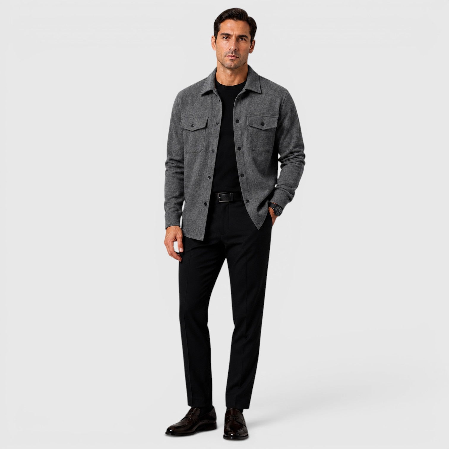 Monvaline | Men's Brushed Long Sleeve Overshirt Regular Fit for Smart Casual Wear