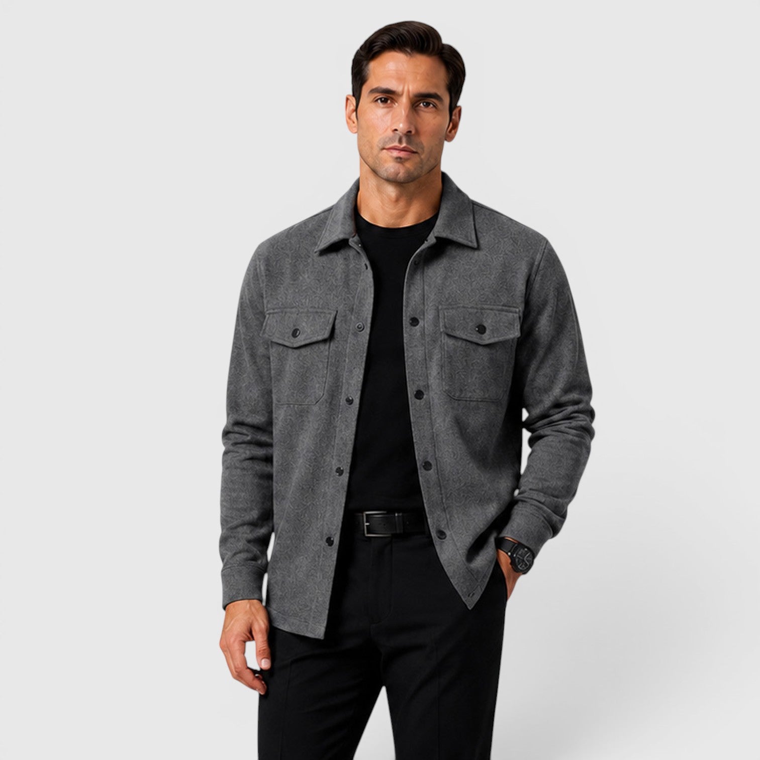 Monvaline | Men's Brushed Long Sleeve Overshirt Regular Fit for Smart Casual Wear