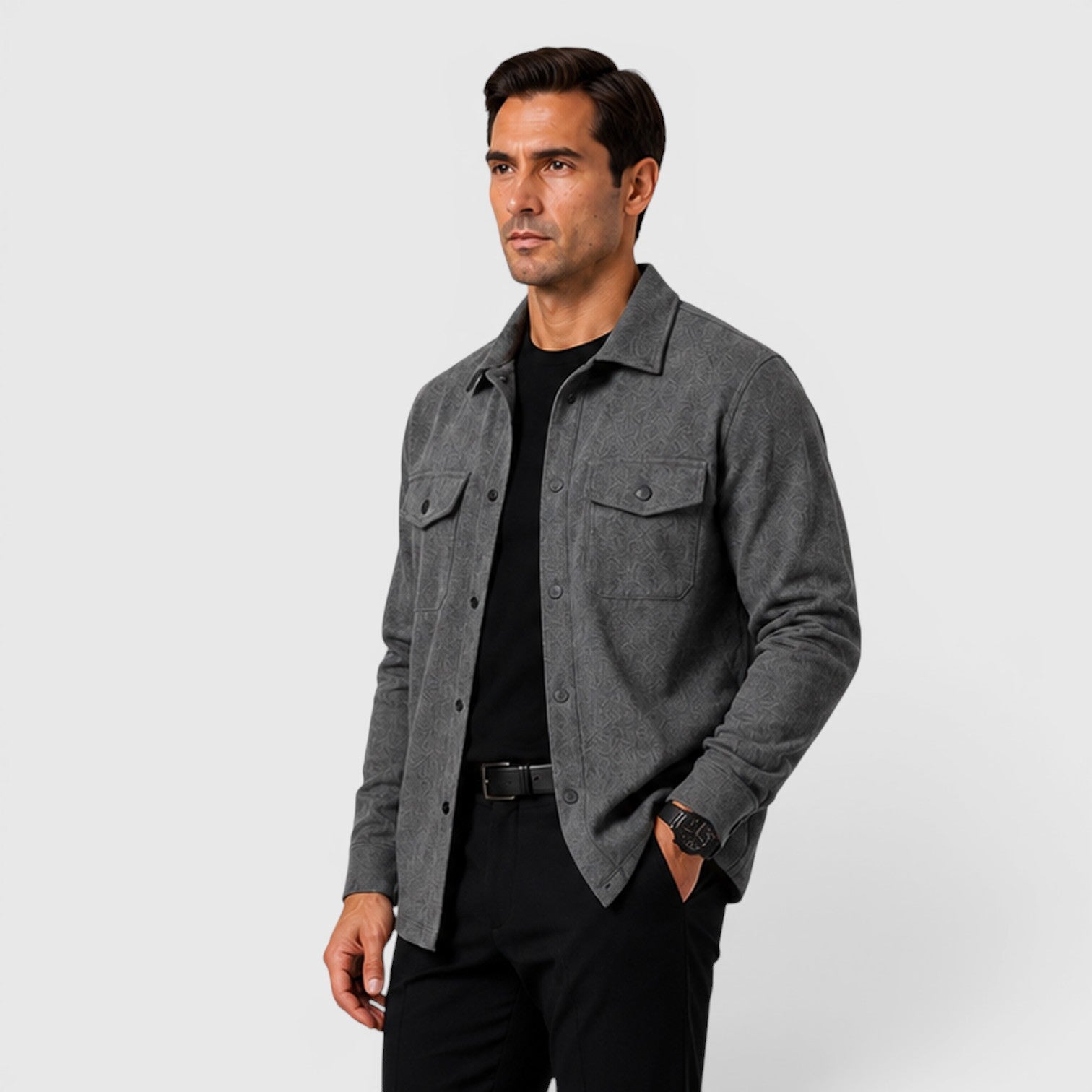 Monvaline | Men's Brushed Long Sleeve Overshirt Regular Fit for Smart Casual Wear