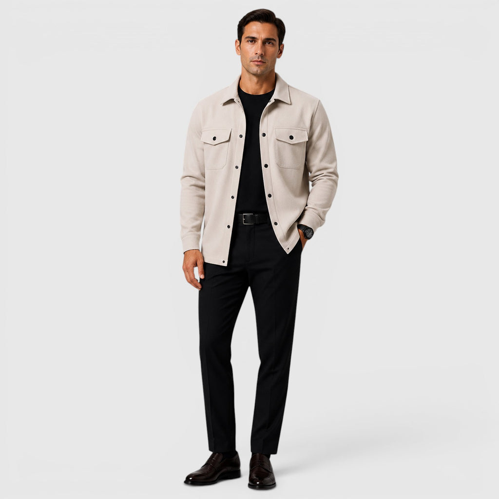 Monvaline | Men's Brushed Long Sleeve Overshirt Regular Fit for Smart Casual Wear