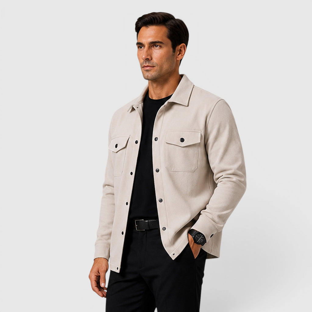 Monvaline | Men's Brushed Long Sleeve Overshirt Regular Fit for Smart Casual Wear