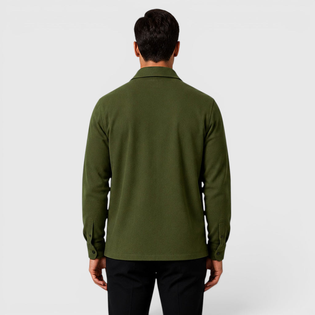 Monvaline | Men's Brushed Long Sleeve Overshirt Regular Fit for Smart Casual Wear