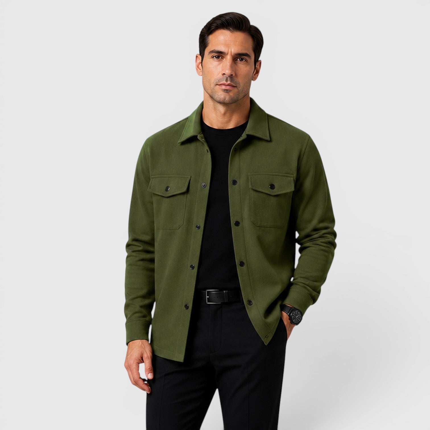 Monvaline | Men's Brushed Long Sleeve Overshirt Regular Fit for Smart Casual Wear