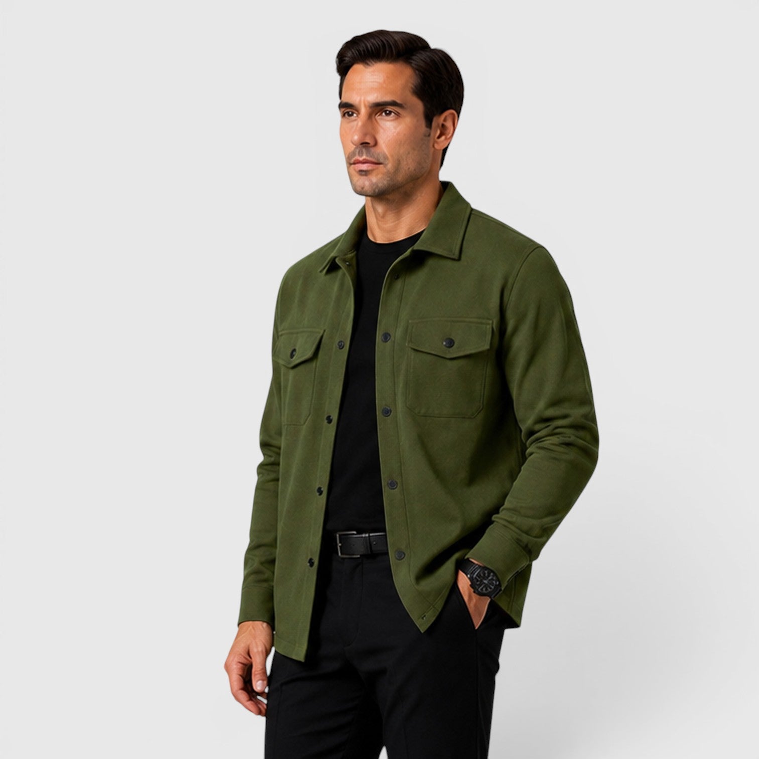 Monvaline | Men's Brushed Long Sleeve Overshirt Regular Fit for Smart Casual Wear