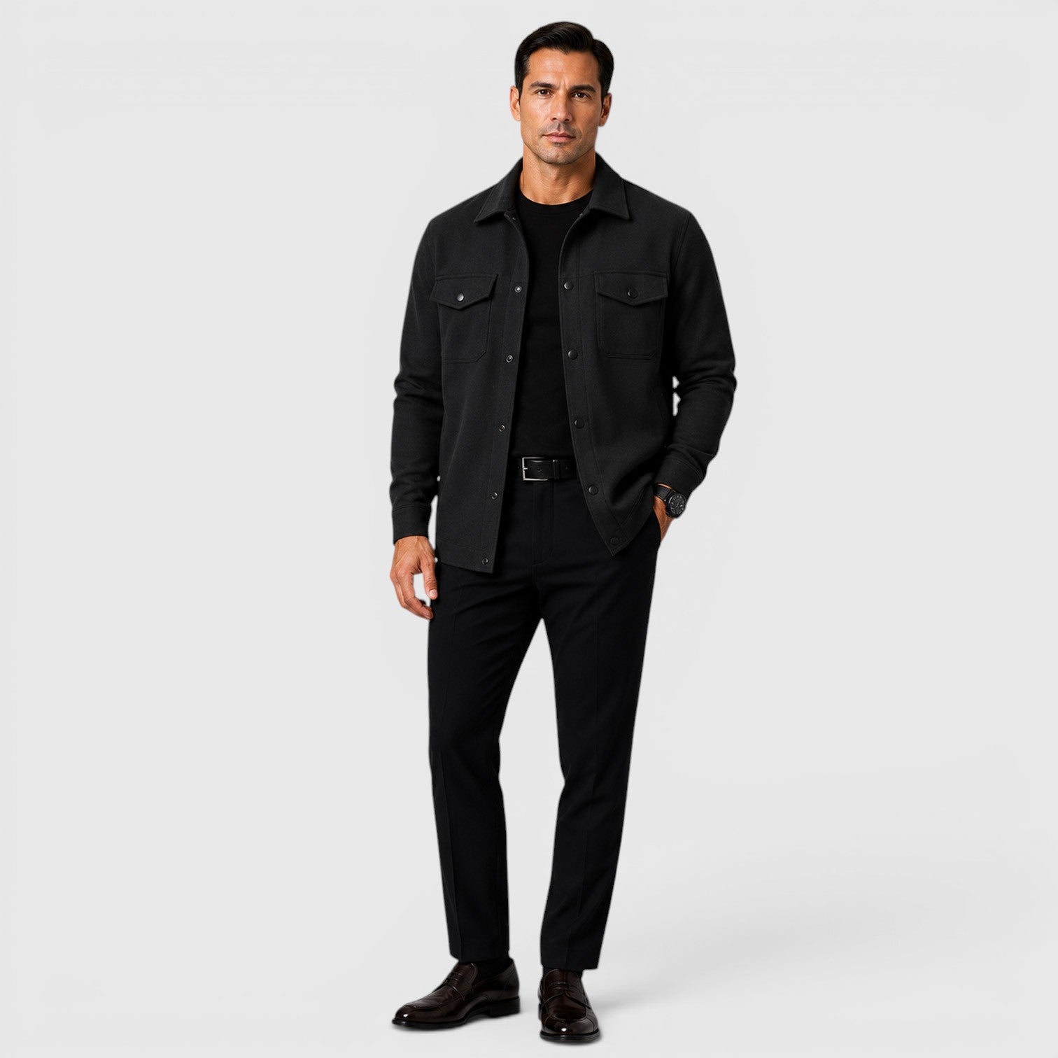Monvaline | Men's Brushed Long Sleeve Overshirt Regular Fit for Smart Casual Wear