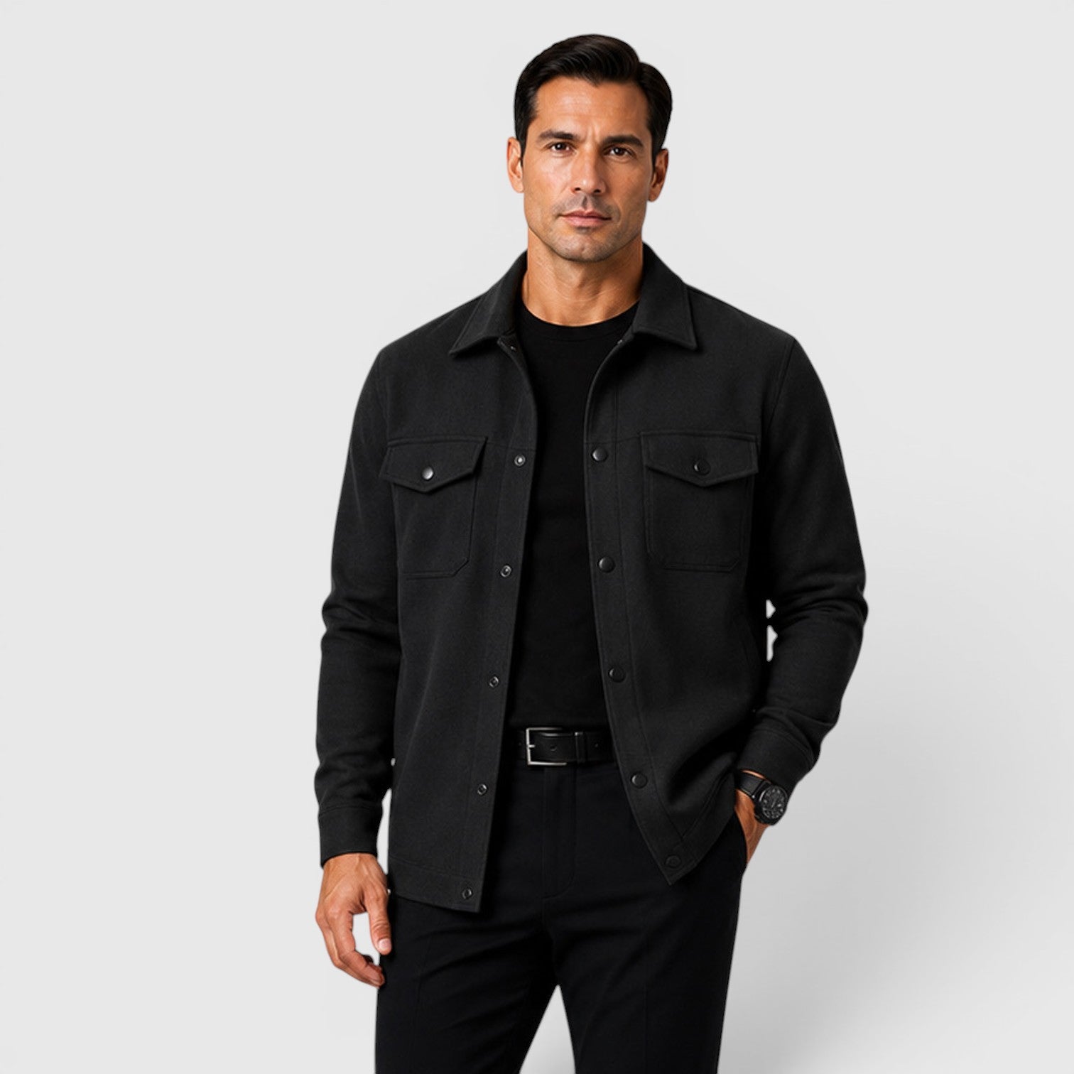 Monvaline | Men's Brushed Long Sleeve Overshirt Regular Fit for Smart Casual Wear