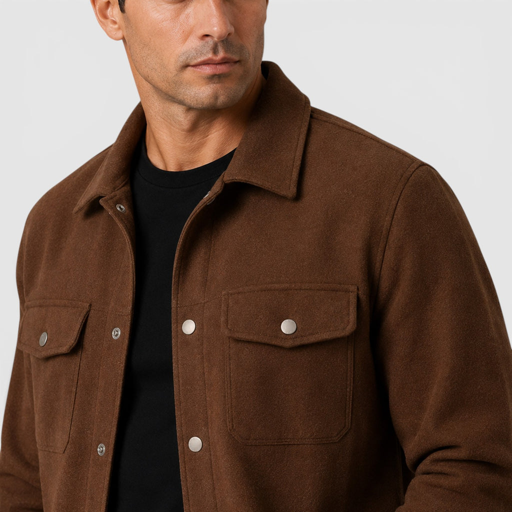 Monvaline | Men's Brushed Long Sleeve Overshirt Regular Fit for Smart Casual Wear