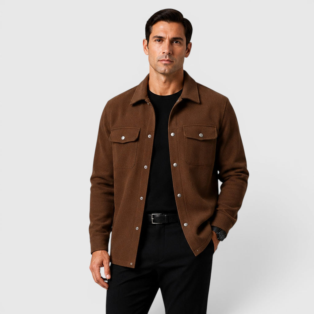 Monvaline | Men's Brushed Long Sleeve Overshirt Regular Fit for Smart Casual Wear