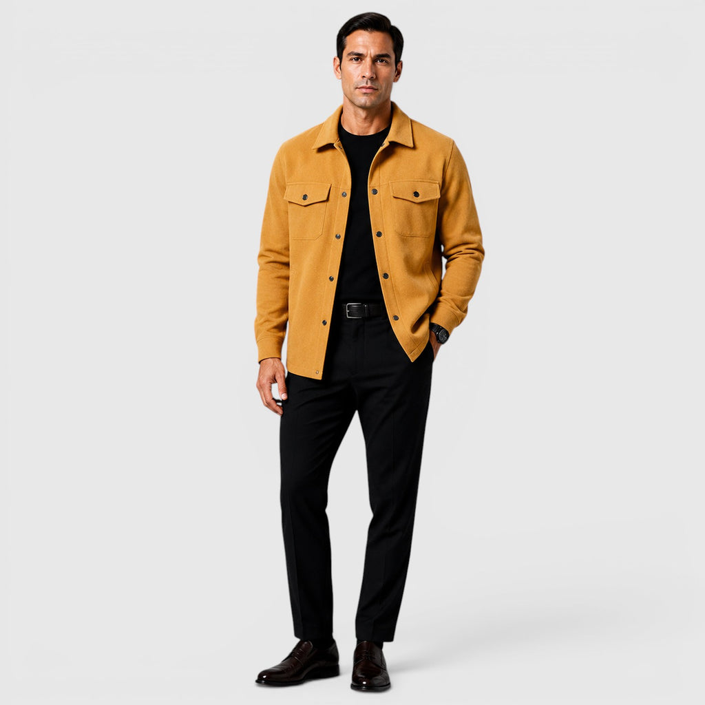 Monvaline | Men's Brushed Long Sleeve Overshirt Regular Fit for Smart Casual Wear