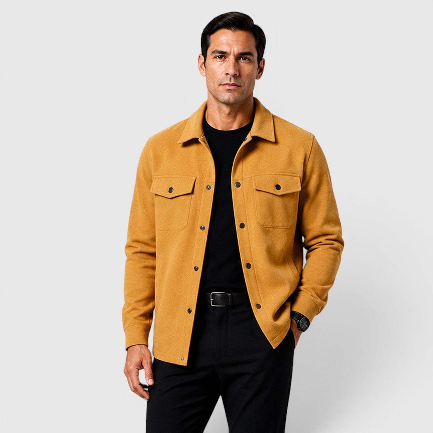 Monvaline | Men's Brushed Long Sleeve Overshirt Regular Fit for Smart Casual Wear