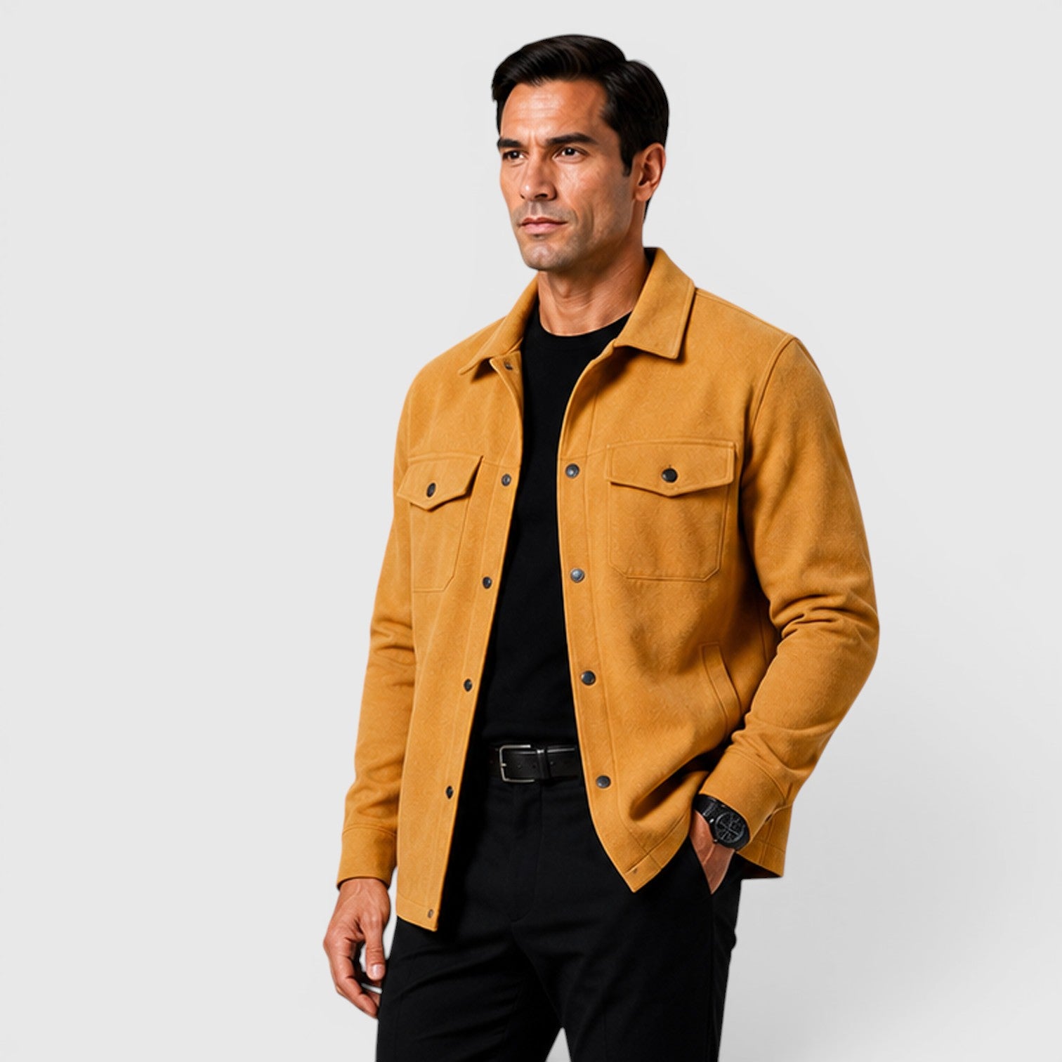 Monvaline | Men's Brushed Long Sleeve Overshirt Regular Fit for Smart Casual Wear