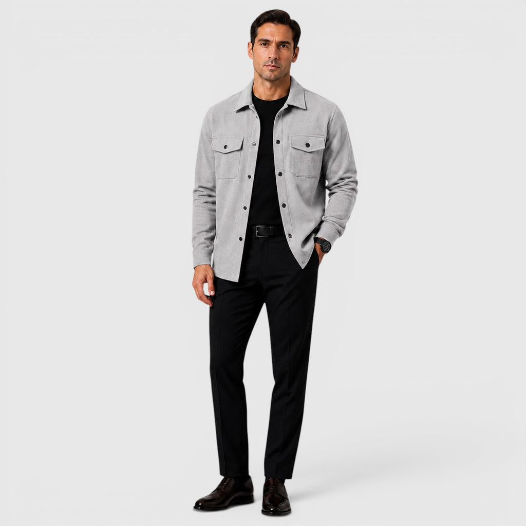 Monvaline | Men's Brushed Long Sleeve Overshirt Regular Fit for Smart Casual Wear