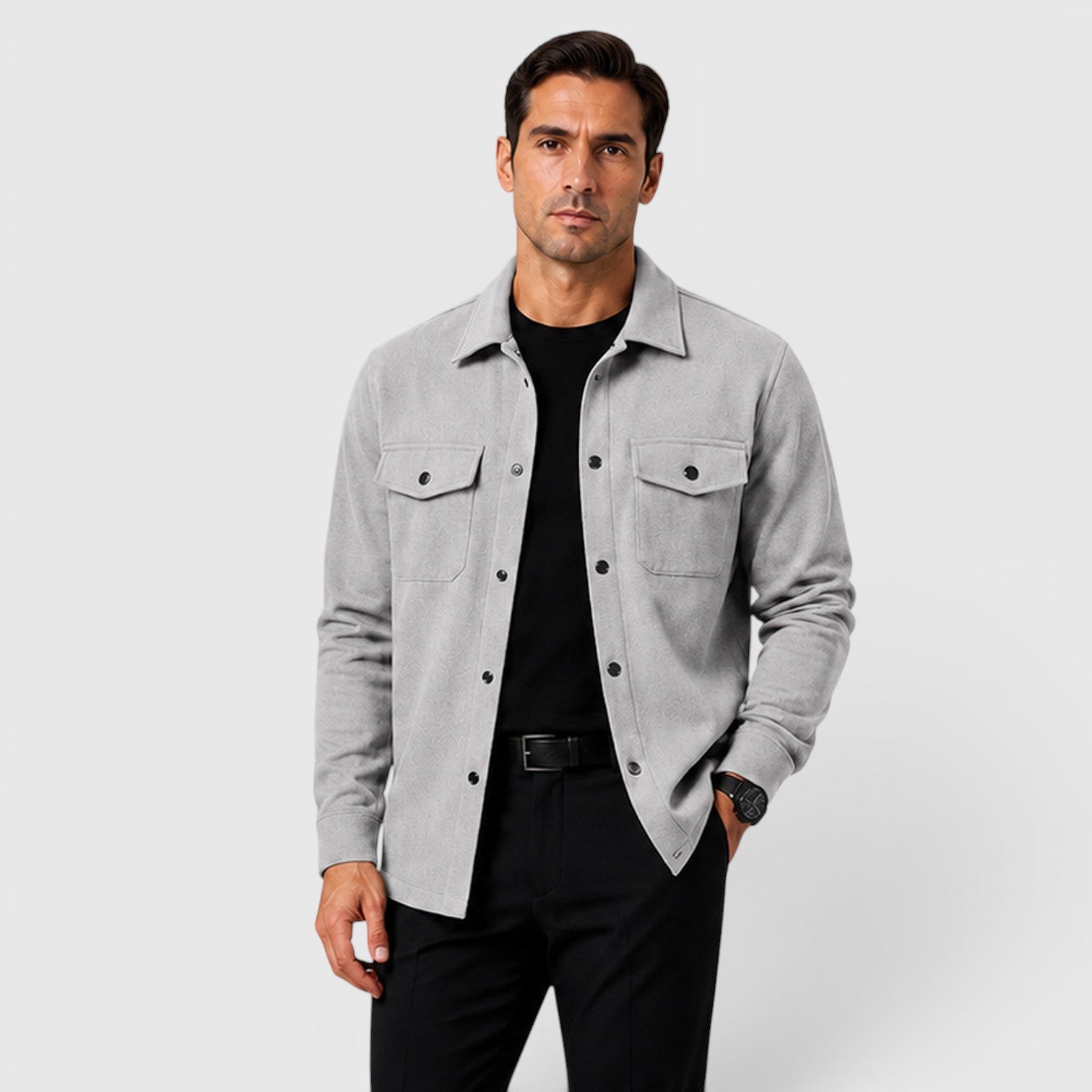 Monvaline | Men's Brushed Long Sleeve Overshirt Regular Fit for Smart Casual Wear