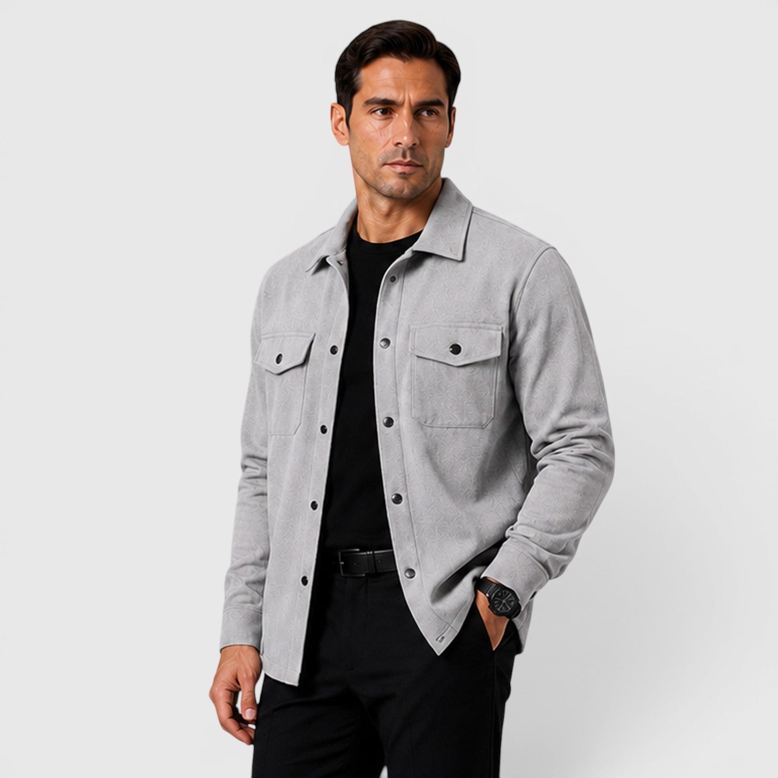Monvaline | Men's Brushed Long Sleeve Overshirt Regular Fit for Smart Casual Wear
