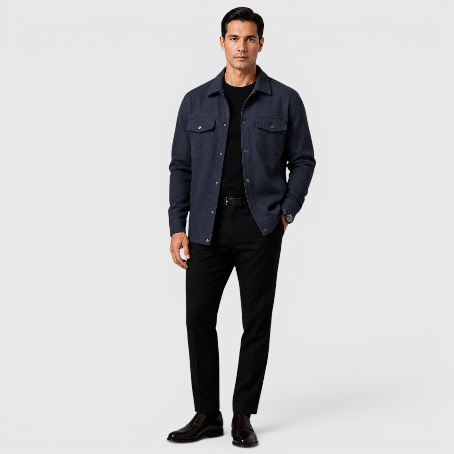Monvaline | Men's Brushed Long Sleeve Overshirt Regular Fit for Smart Casual Wear