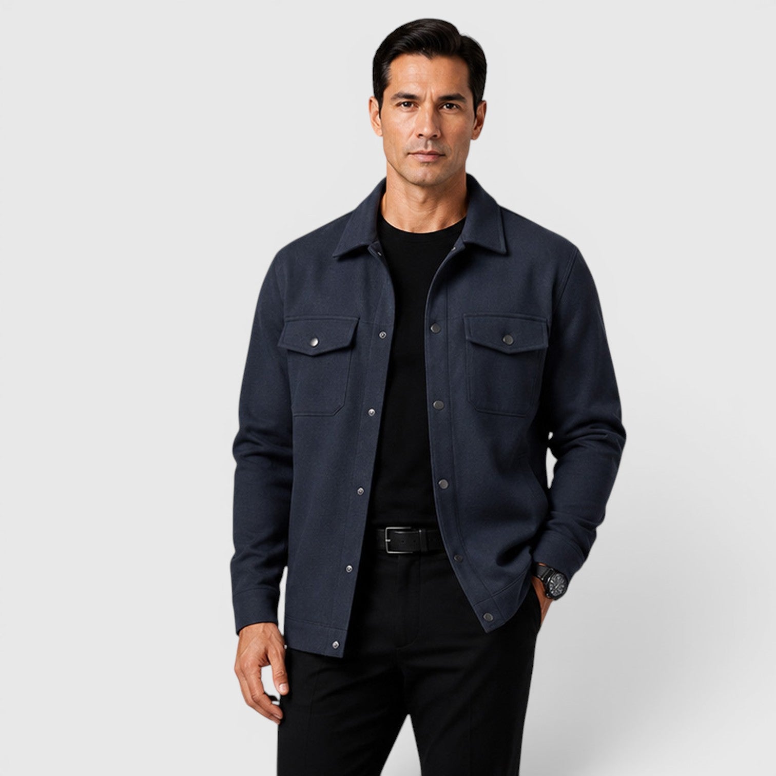 Monvaline | Men's Brushed Long Sleeve Overshirt Regular Fit for Smart Casual Wear
