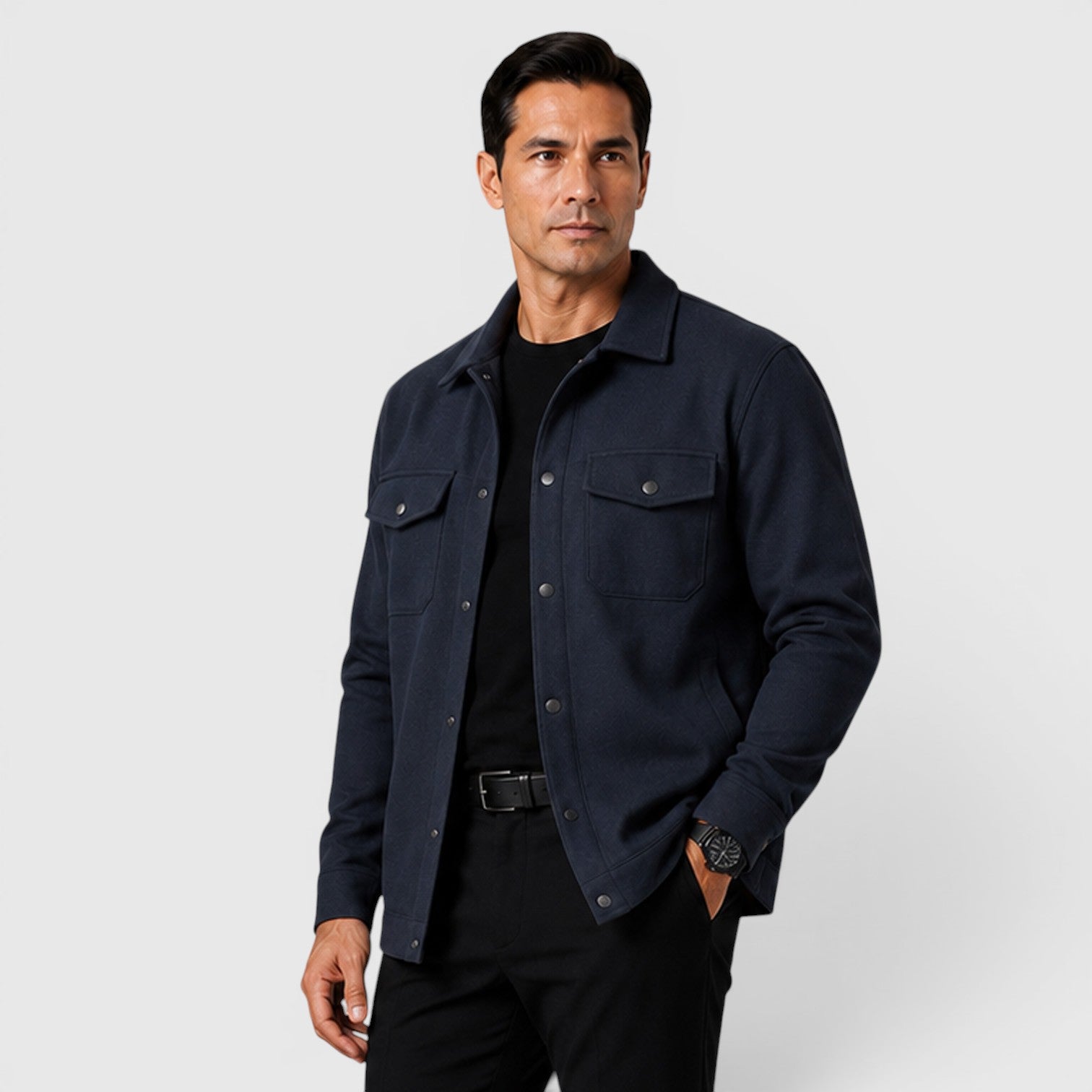 Monvaline | Men's Brushed Long Sleeve Overshirt Regular Fit for Smart Casual Wear