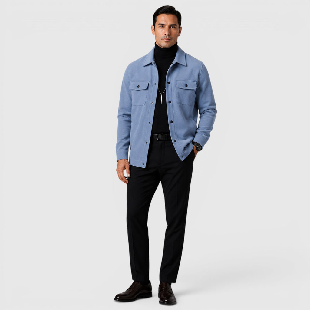 Monvaline | Men's Brushed Long Sleeve Overshirt Regular Fit for Smart Casual Wear