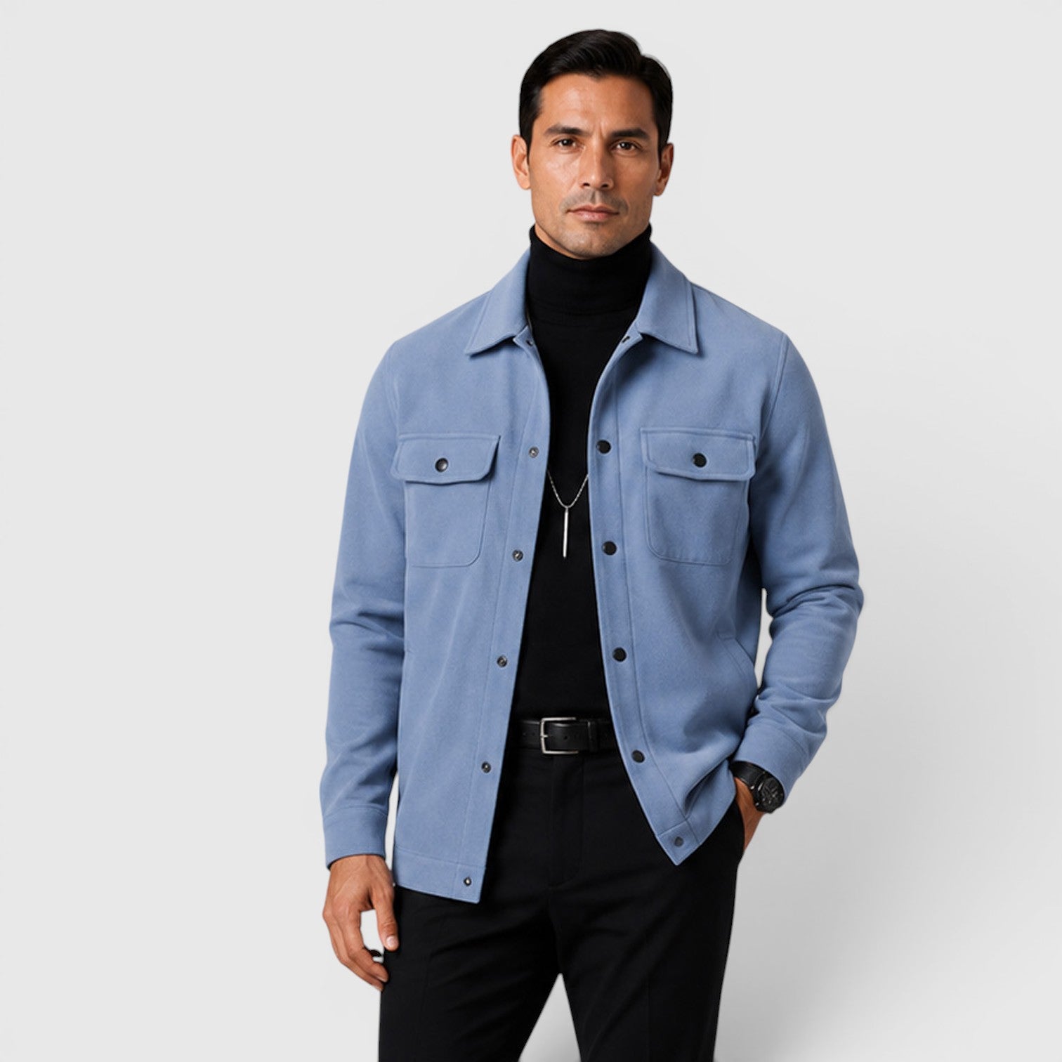 Monvaline | Men's Brushed Long Sleeve Overshirt Regular Fit for Smart Casual Wear