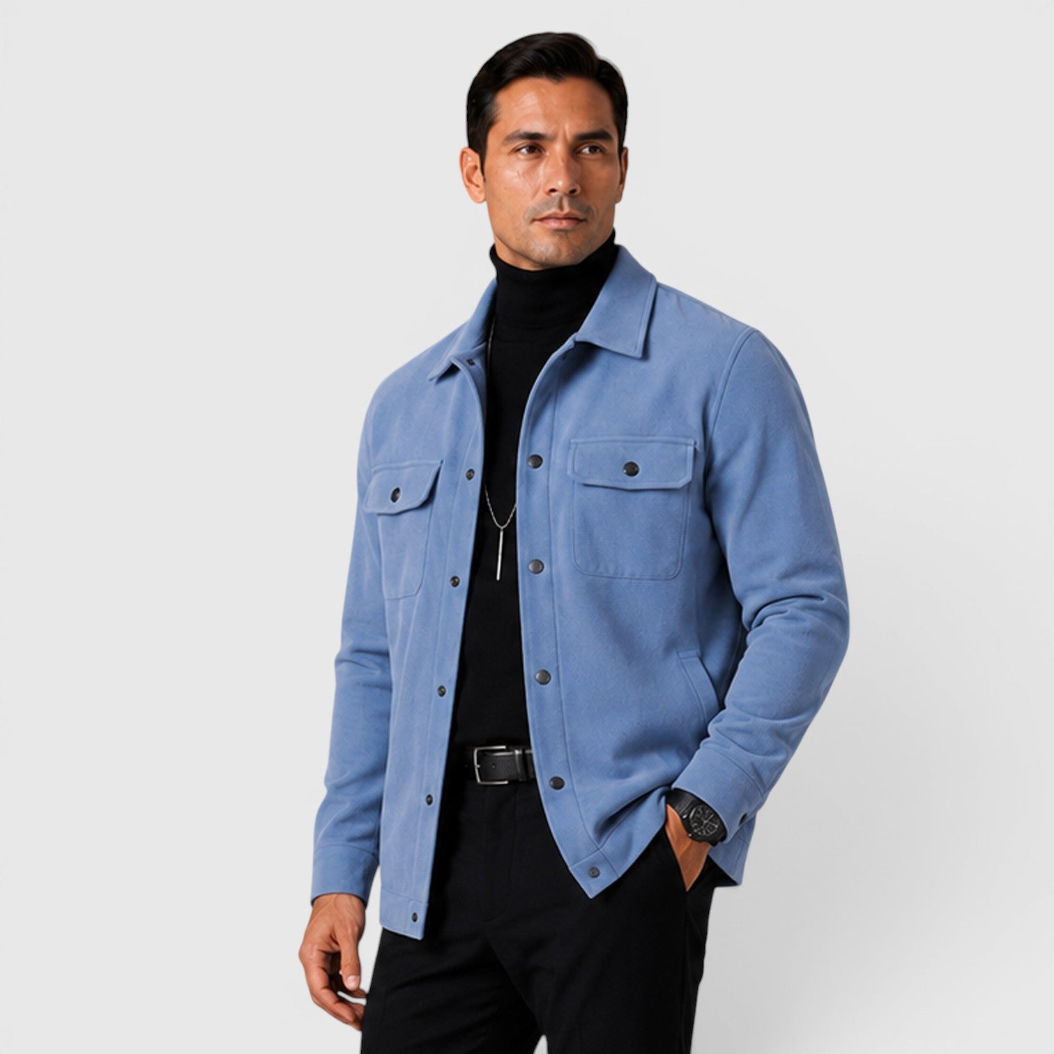 Monvaline | Men's Brushed Long Sleeve Overshirt Regular Fit for Smart Casual Wear