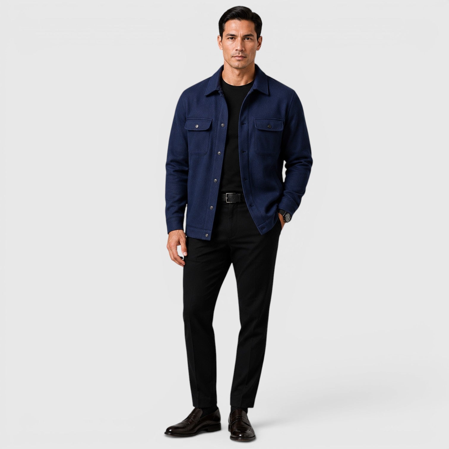 Monvaline | Men's Brushed Long Sleeve Overshirt Regular Fit for Smart Casual Wear