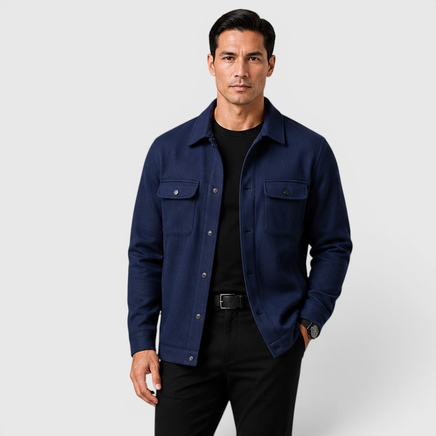 Monvaline | Men's Brushed Long Sleeve Overshirt Regular Fit for Smart Casual Wear