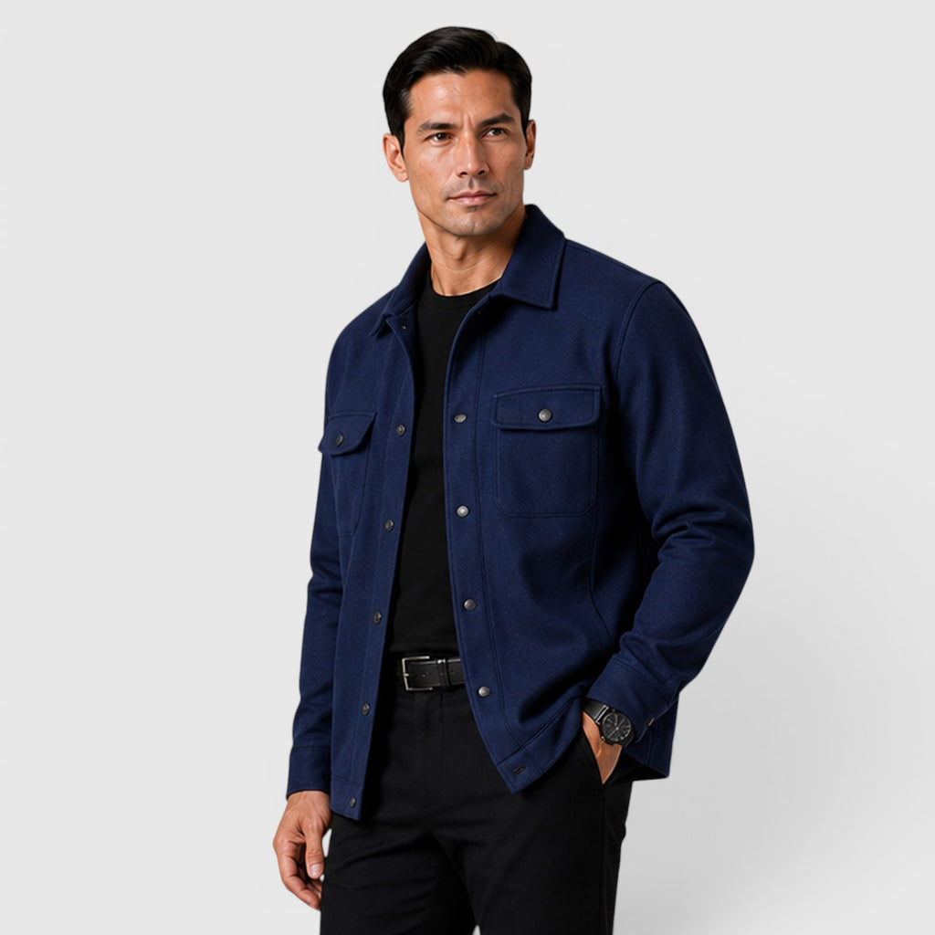 Monvaline | Men's Brushed Long Sleeve Overshirt Regular Fit for Smart Casual Wear