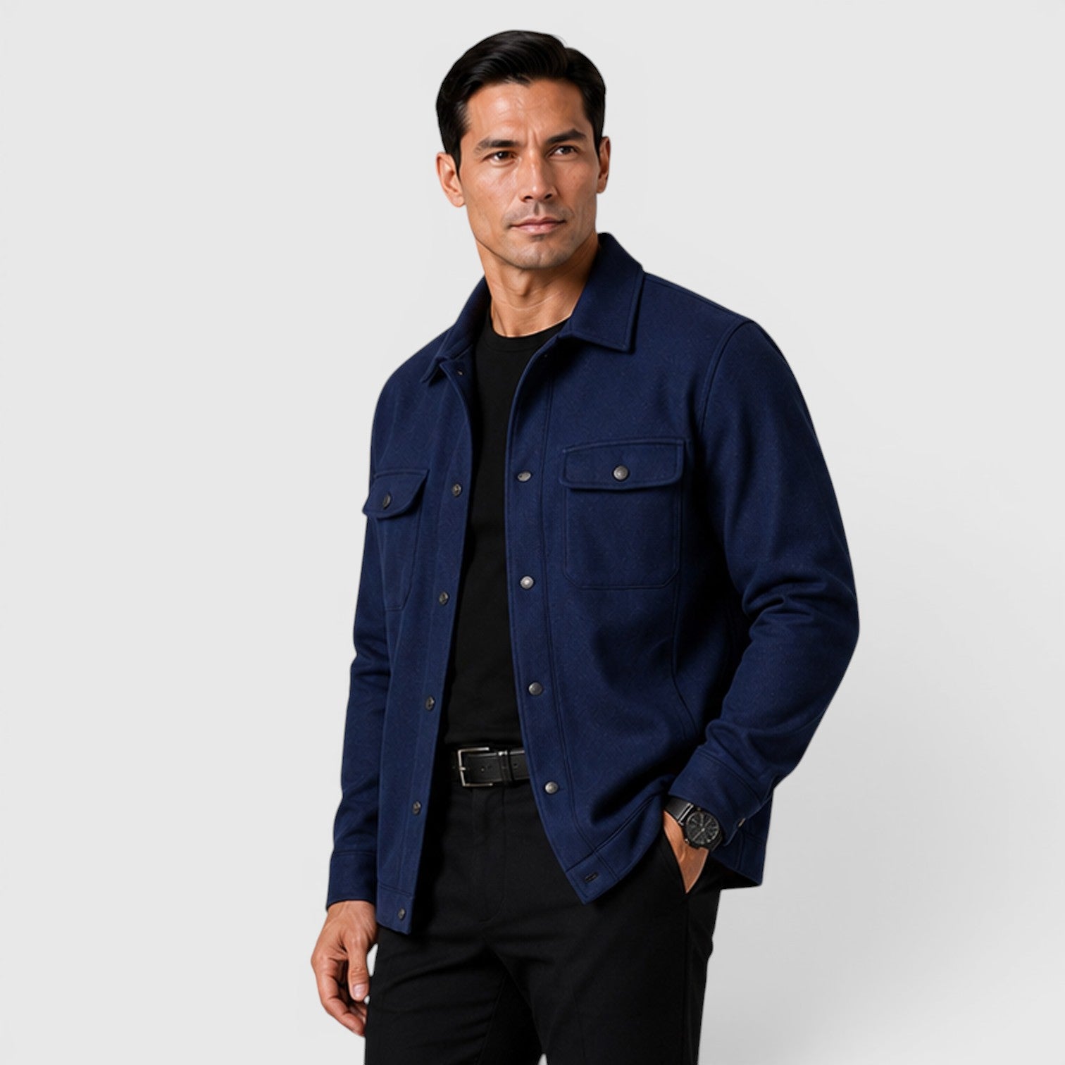Monvaline | Men's Brushed Long Sleeve Overshirt Regular Fit for Smart Casual Wear